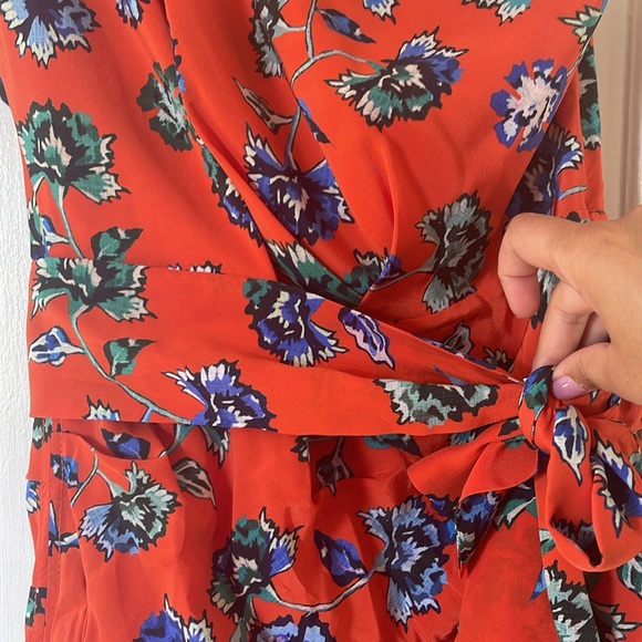 Derek Lam 10 Crosby; one-shoulder 100% silk orange floral dress NWT; size 6 - Picture 3 of 10